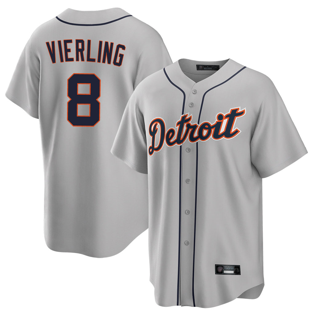 tocy D.Tigers #8 Matt Vierling Player Gray Home Game Stitched Jerseys