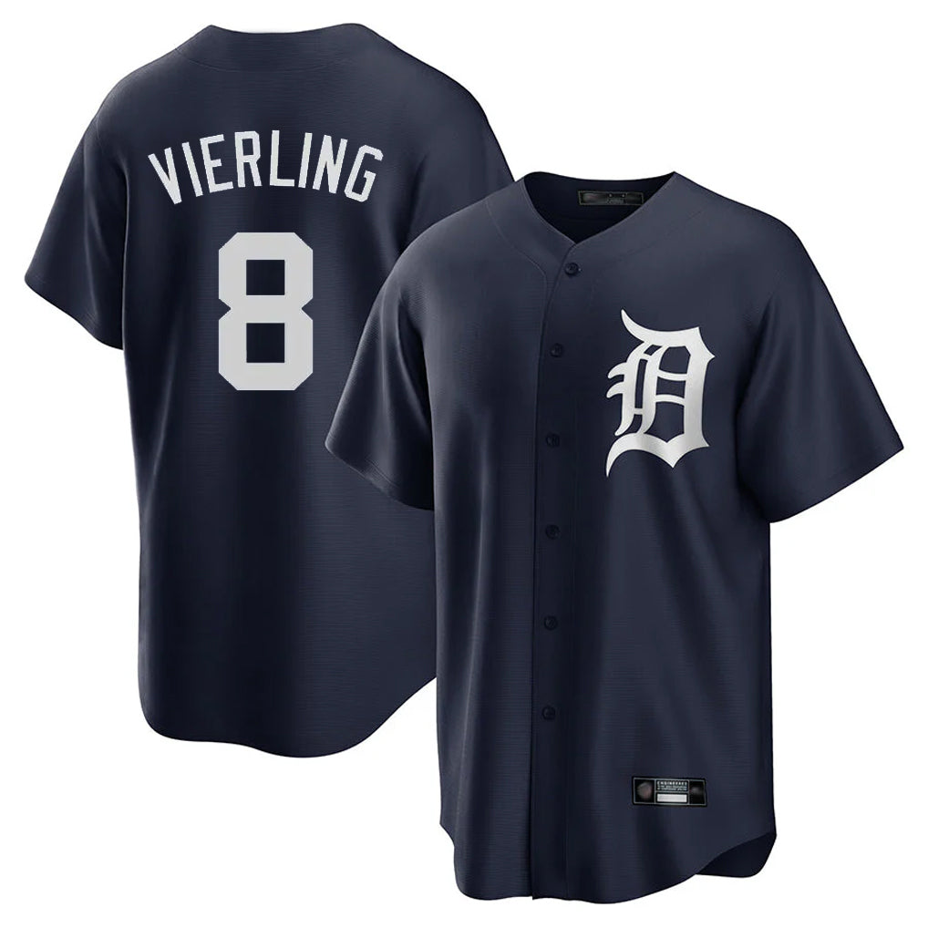 tocy D.Tigers #8 Matt Vierling Player Navy Game Home Stitched Jerseys