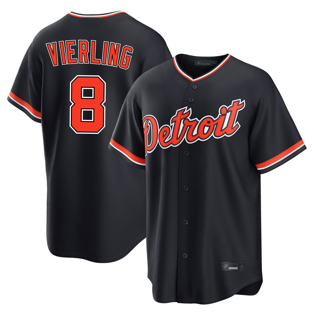 tocy D.Tigers #8 Matt Vierling Player Navy Home Game Stitched Jerseys