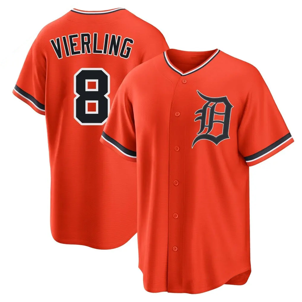tocy D.Tigers #8 Matt Vierling Player Orange Home Game Stitched Jerseys