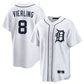 tocy D.Tigers #8 Matt Vierling Player White Home Game Stitched Jerseys