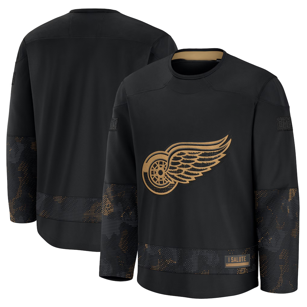 Tocy D.Red wings Black 2024 Military Appreciation Practice Jersey