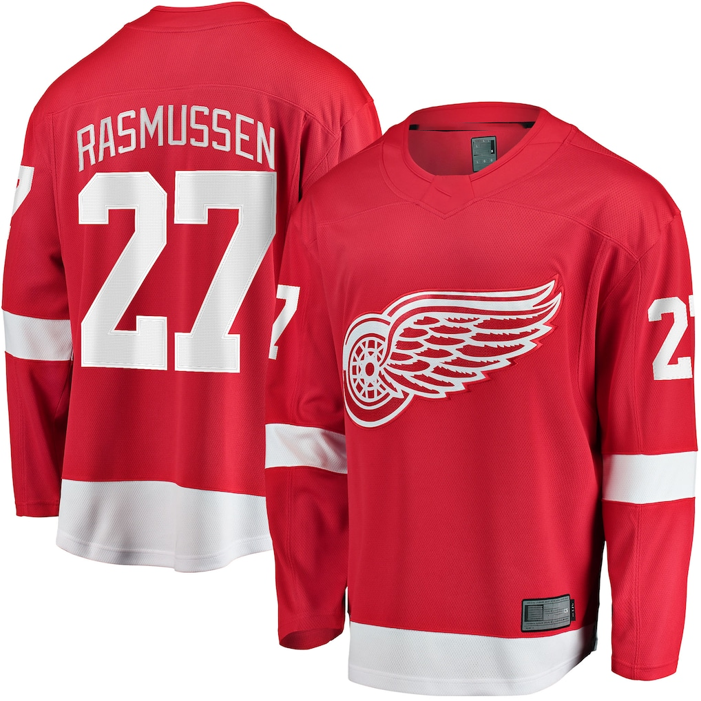 Tocy D.Red wings #27 Michael Rasmussen Red Home Breakaway Player Jerseys