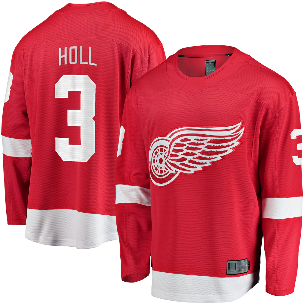 Tocy D.Red wings #3 Justin Holl Red Home Breakaway Jerseys