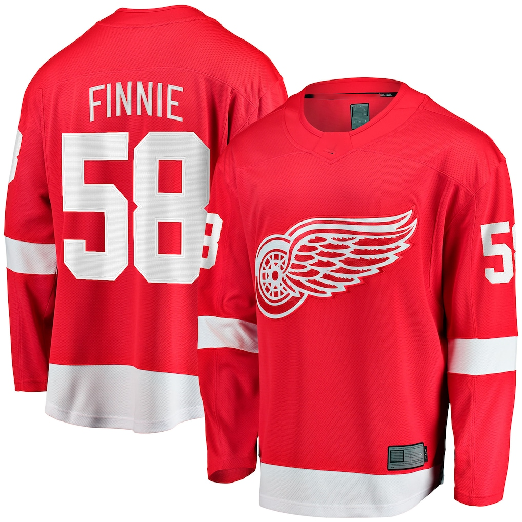 Tocy D.Red wings #58 Emmitt Finnie Red Home Breakaway Jerseys