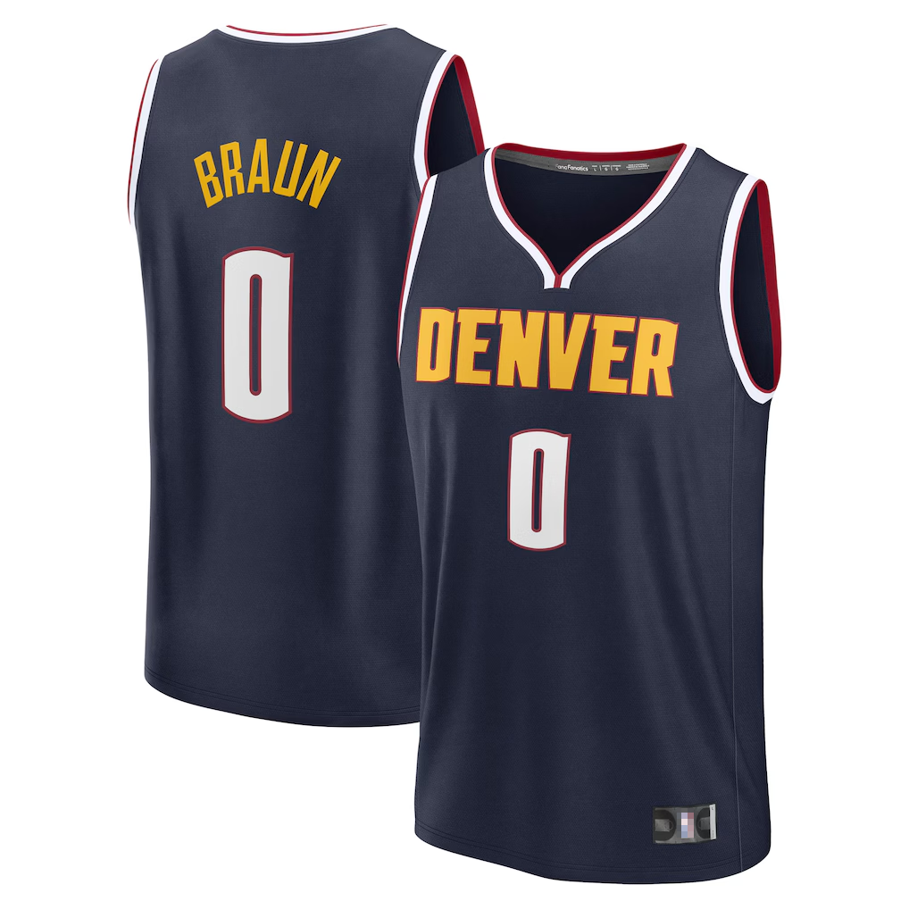 tocy D.Nuggets #0 Christian Braun Navy Fast Break Replica Player Jerseys - Icon Edition