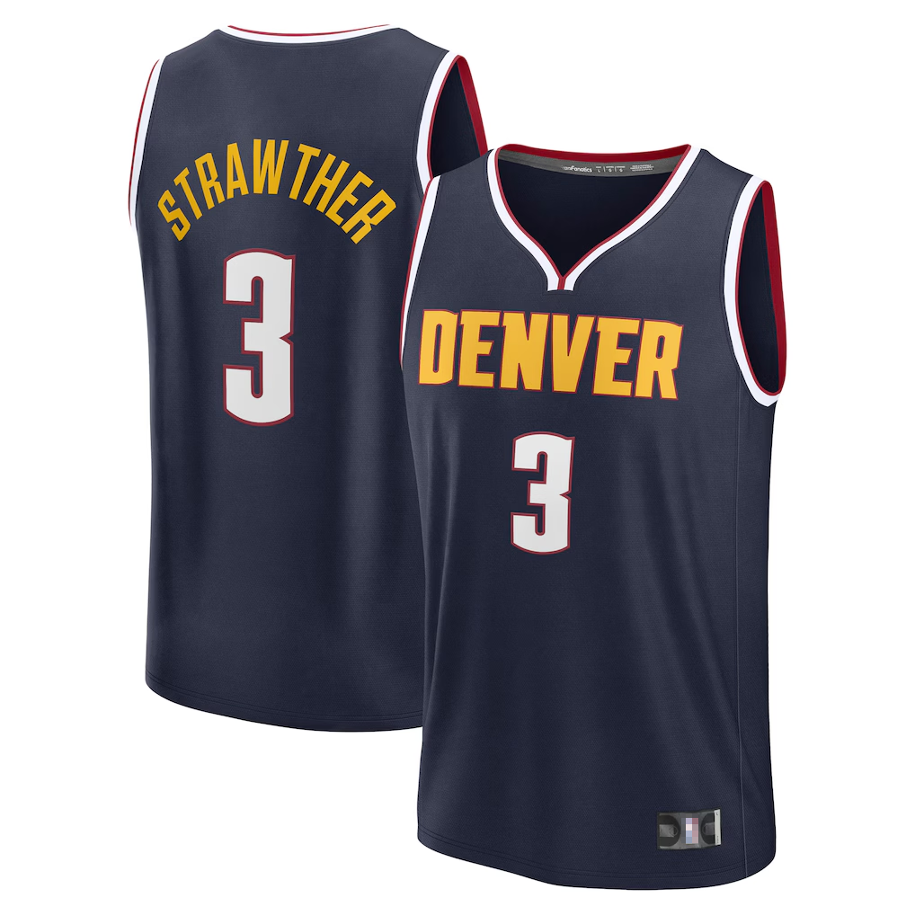 tocy D.Nuggets #3 Julian Strawther Navy Fast Break Replica Player Jerseys - Icon Edition
