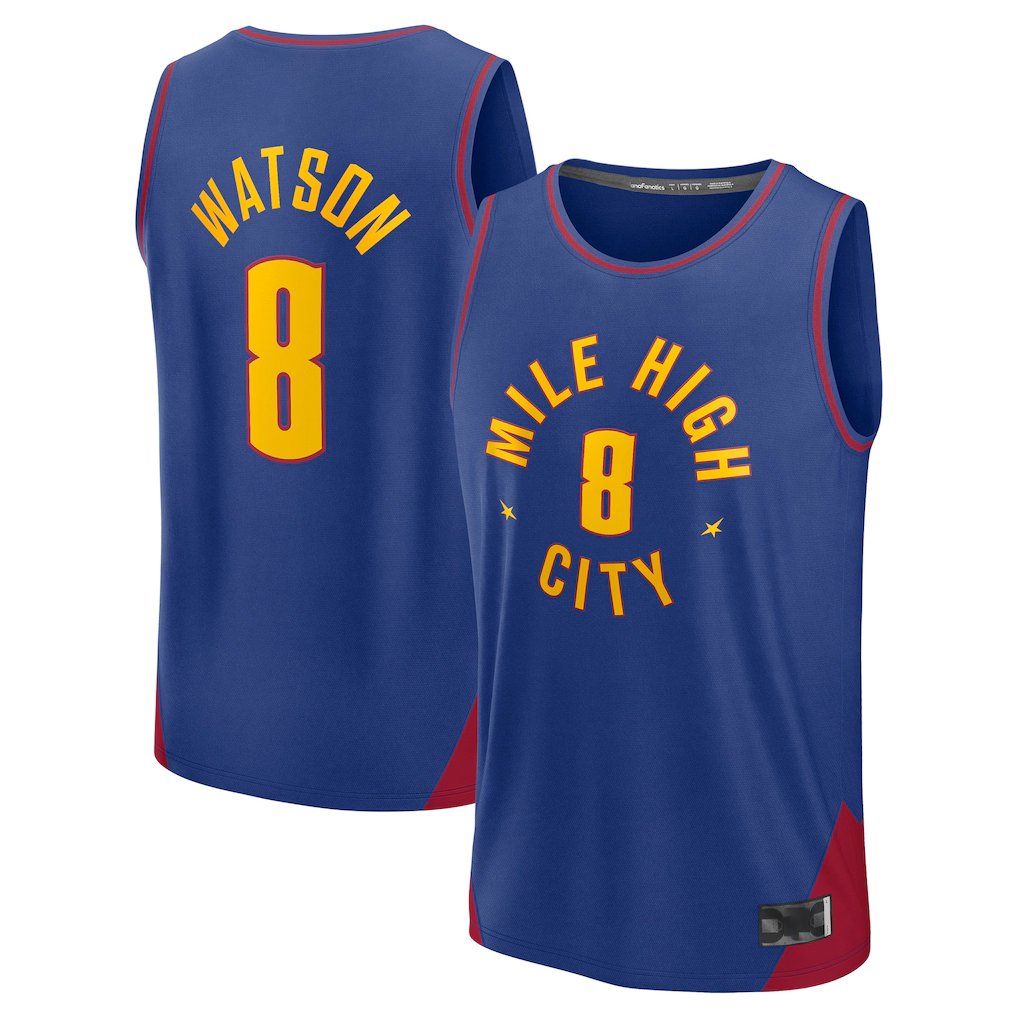 tocy D.Nuggets #8 Peyton Watson Blue Fast Break Replica Player Jerseys - Statement Edition