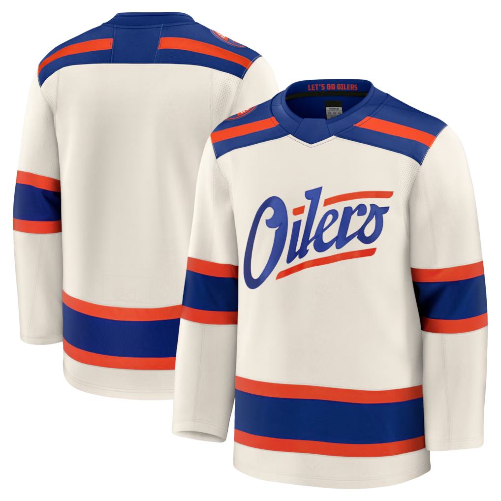 Tocy E.Oilers Light Beige Alternate Premium Jerseys