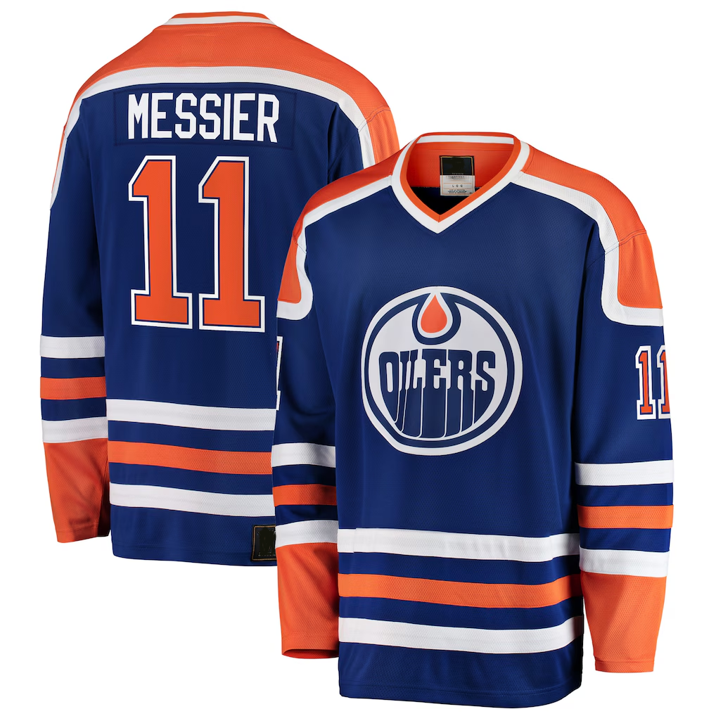 Tocy E.Oilers #11 Mark Messier Blue Premier Breakaway Retired Player Jerseys