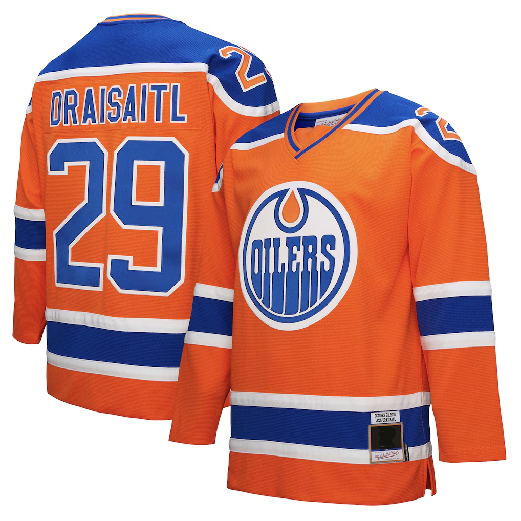 Tocy E.Oilers #29 Leon Draisaitl Mitchell & Ness Orange Power Play Jerseys