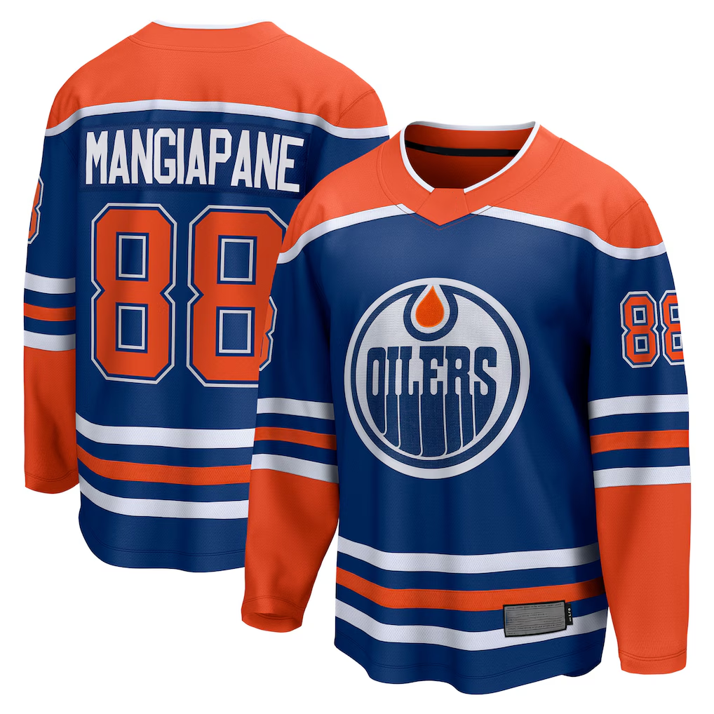 Tocy E.Oilers #88 Andrew Mangiapane Royal Home Breakaway Jerseys