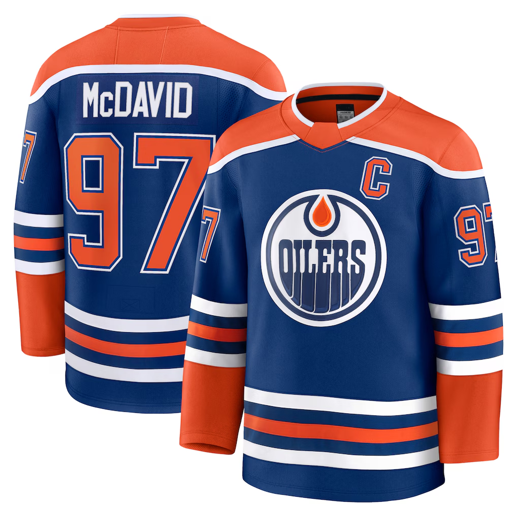 Tocy E.Oilers #97 Connor McDavid Royal Home Premium Jerseys
