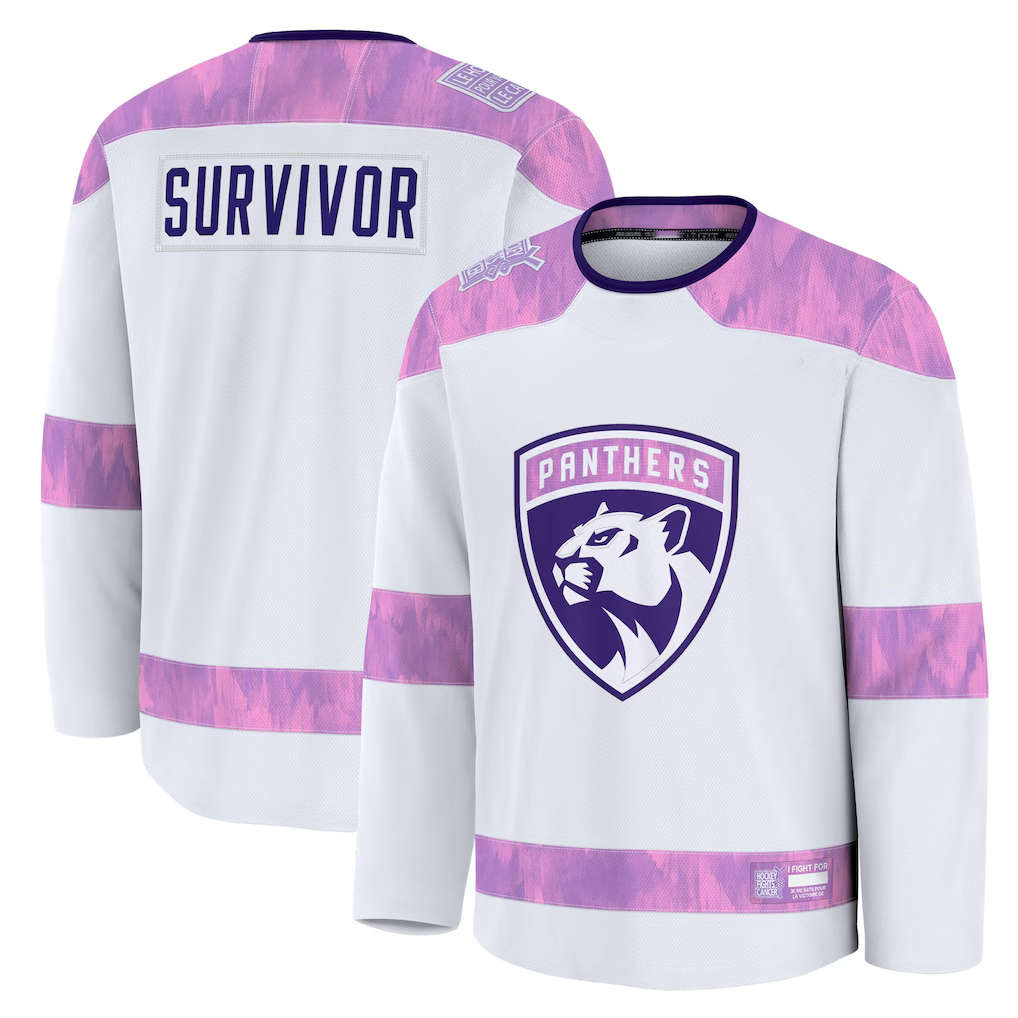 Tocy F.Panthers White Hockey Fights Cancer Survivor Practice Jerseys