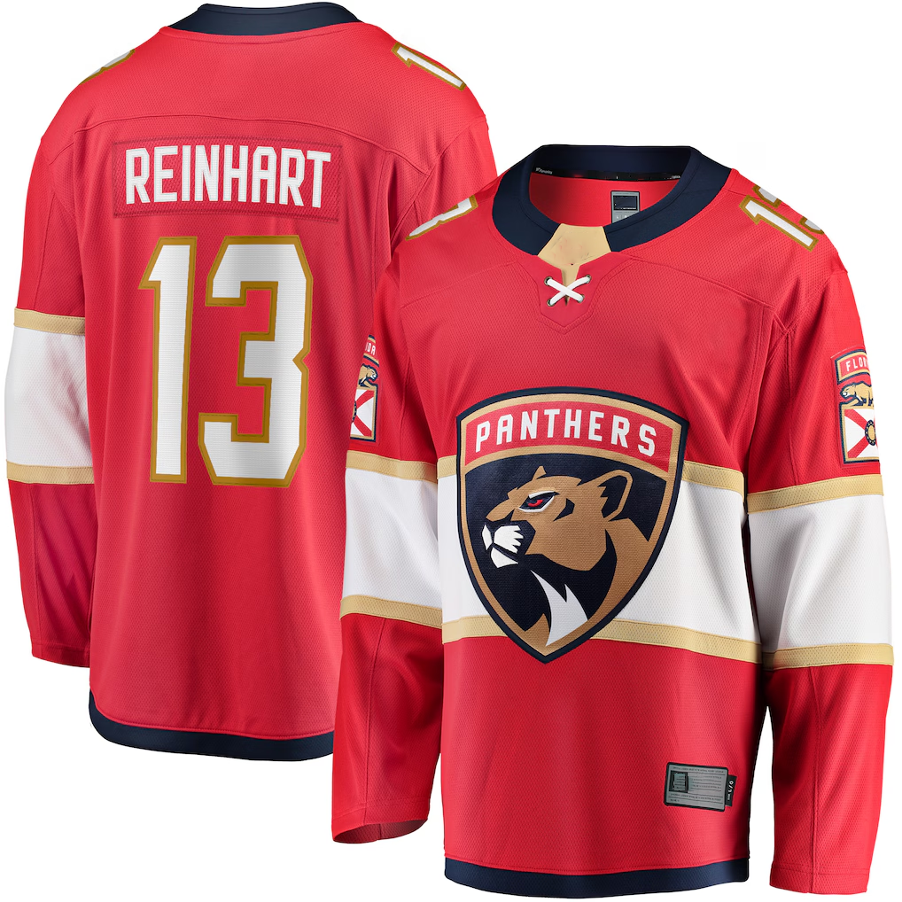 Tocy F.Panthers #13 Sam Reinhart Red Breakaway Player Jerseys