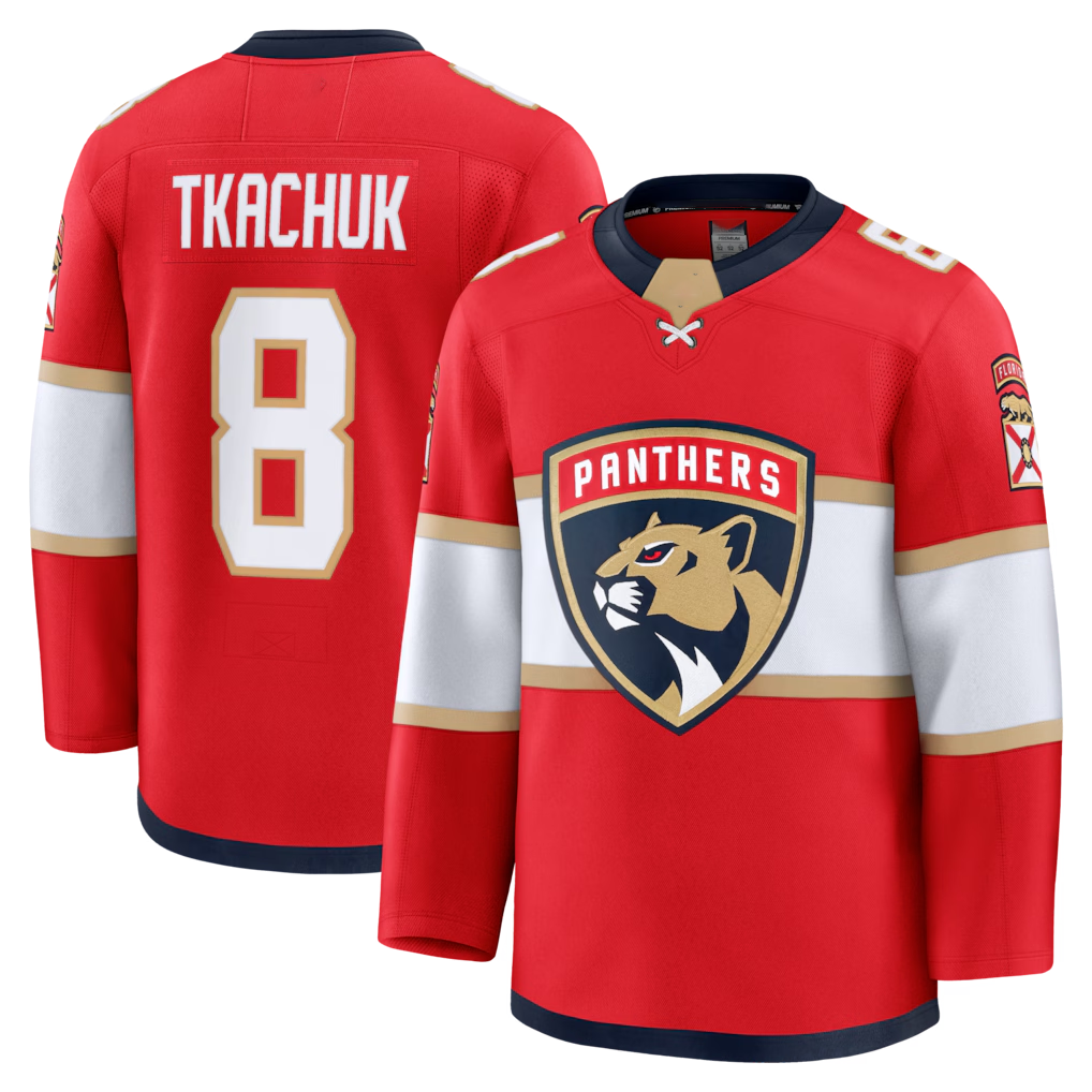 Tocy F.Panthers #8 Brady Tkachuk Red Home Premium Jerseys