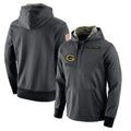 tocy GB.Packers Anthracite Salute to Service Performance Hoodie Limited Game Blank Player Stitched Jerseys