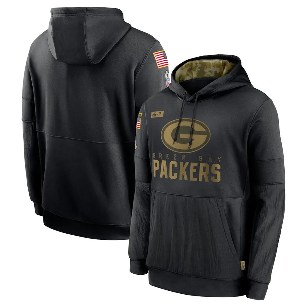 tocy GB.Packers Black Salute to Service Hoodies Limited Game Blank Player Stitched Jerseys