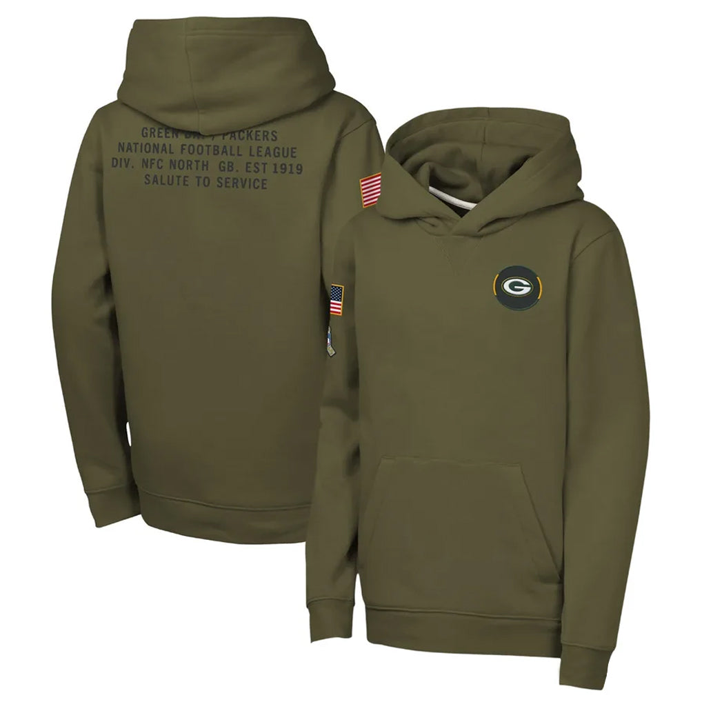 tocy GB.Packers Olive Salute to Service Pullover Hoodies Limited Blank Player Stitched Jerseys