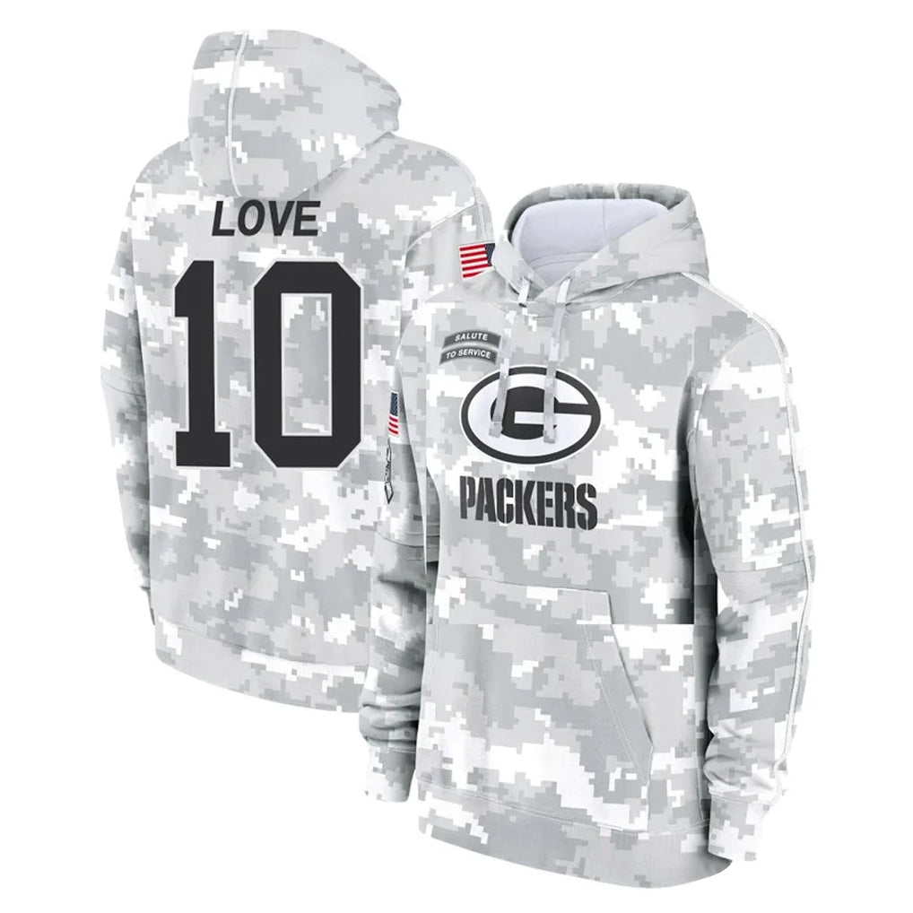 tocy GB.Packers #10 Jordan Love Player Arctic Camo Salute to Service Hoodies Limited Game Stitched Jerseys