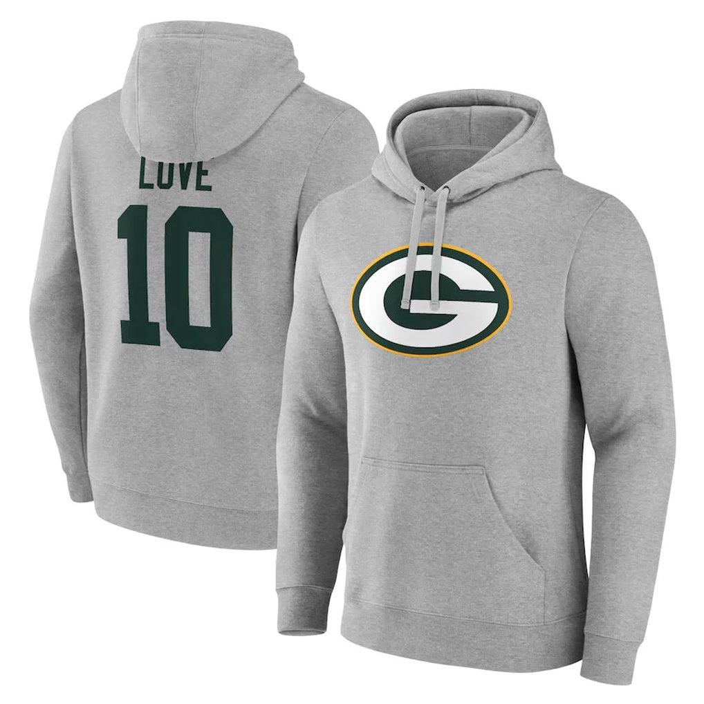 tocy GB.Packers #10 Jordan Love Player Gray Pullover Hoodies Limited Stitched Jerseys