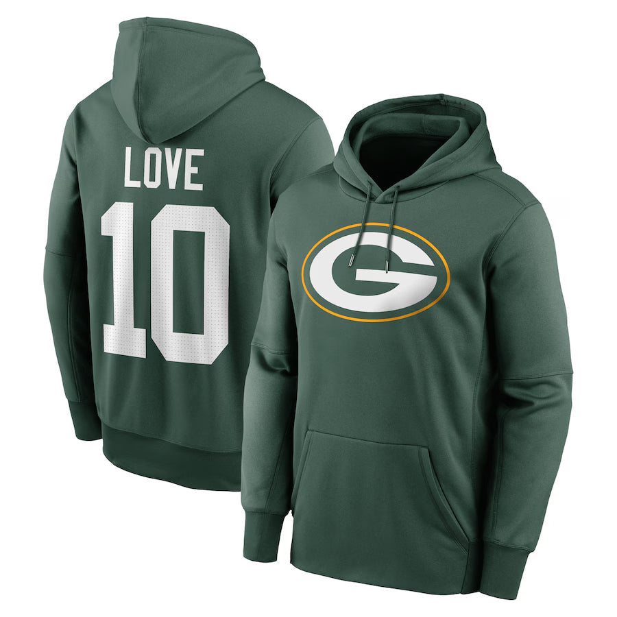 tocy GB.Packers #10 Jordan Love Player Green Therma Hoodie Game Stitched Jerseys