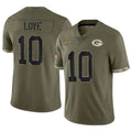 tocy GB.Packers #10 Jordan Love Player Olive Salute To Service Limited Stitched Jerseys