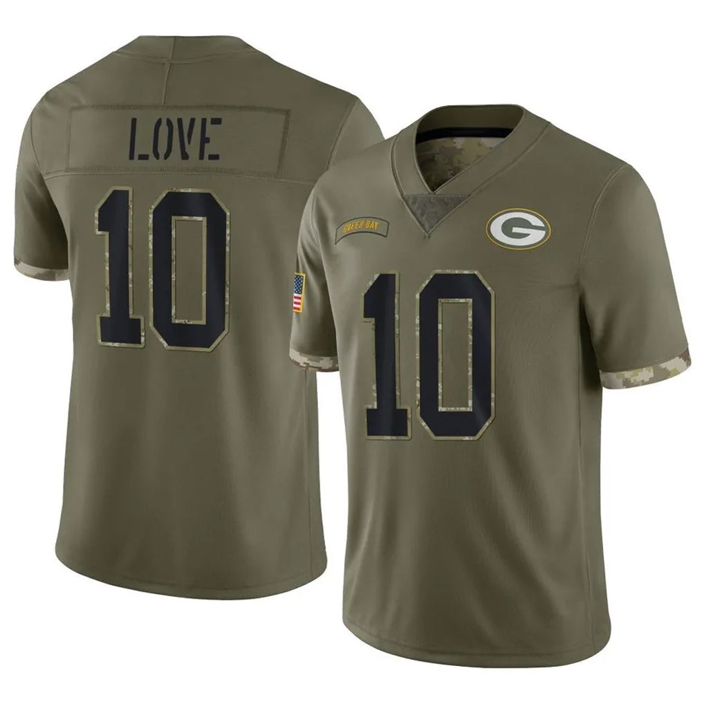 tocy GB.Packers #10 Jordan Love Player Olive Salute To Service Limited Stitched Jerseys