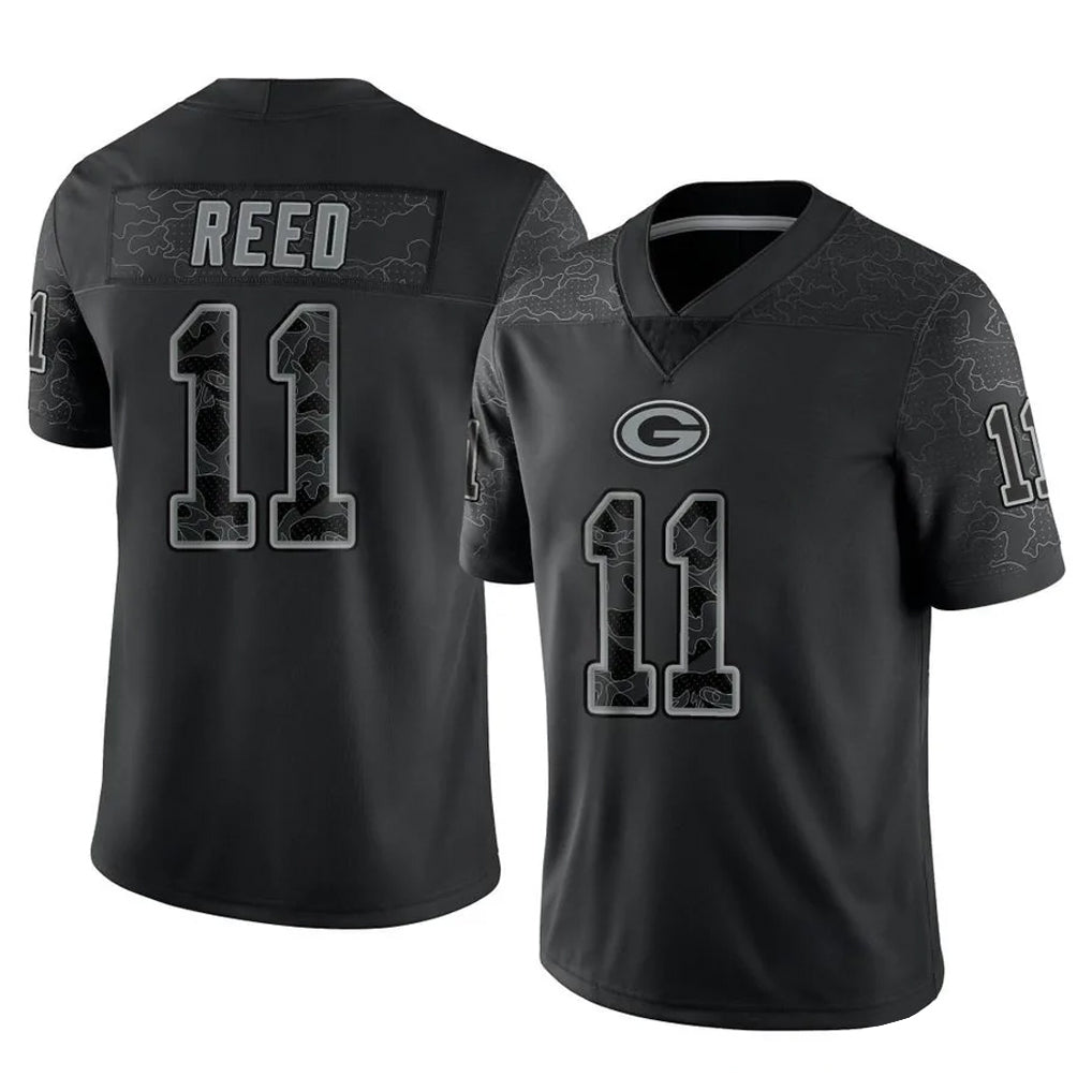 tocy GB.Packers #11 Jayden Reed Player Black Reflective Limited Home Game Stitched Jerseys