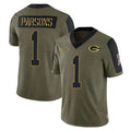 tocy GB.Packers #1 Micah Parsons Player Olive Salute To Service Limited Game Stitched Jerseys