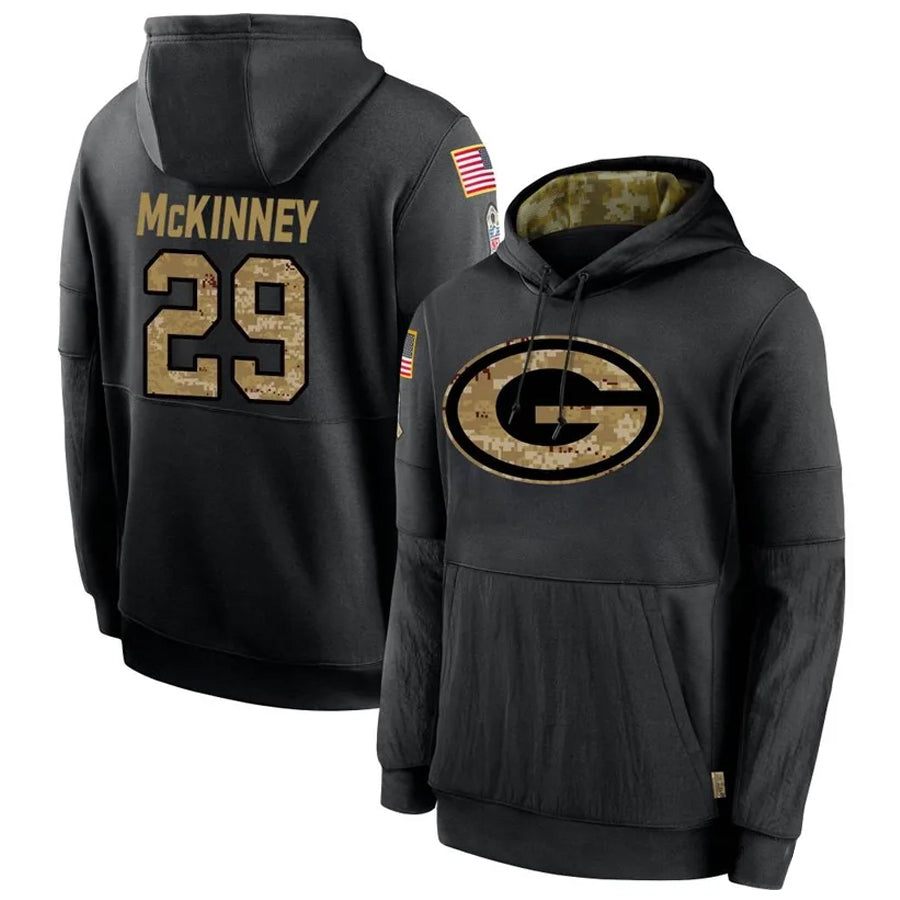 tocy GB.Packers #29 Xavier McKinney Player Black Salute To Service Hoodies Game Stitched Jerseys