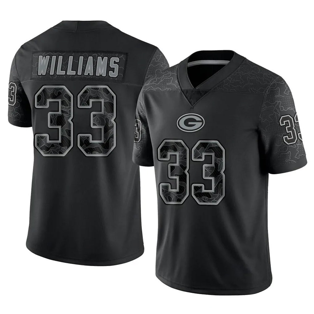 tocy GB.Packers #33 Evan Williams Player Black Reflective Limited Home Game Stitched Jerseys