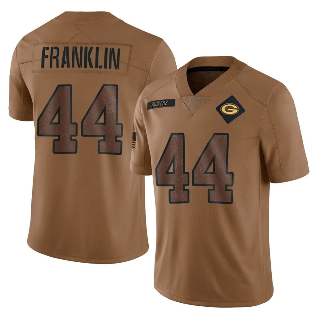 tocy GB.Packers #44 Zaire Franklin Player Brown Salute To Service Limited Stitched Jerseys