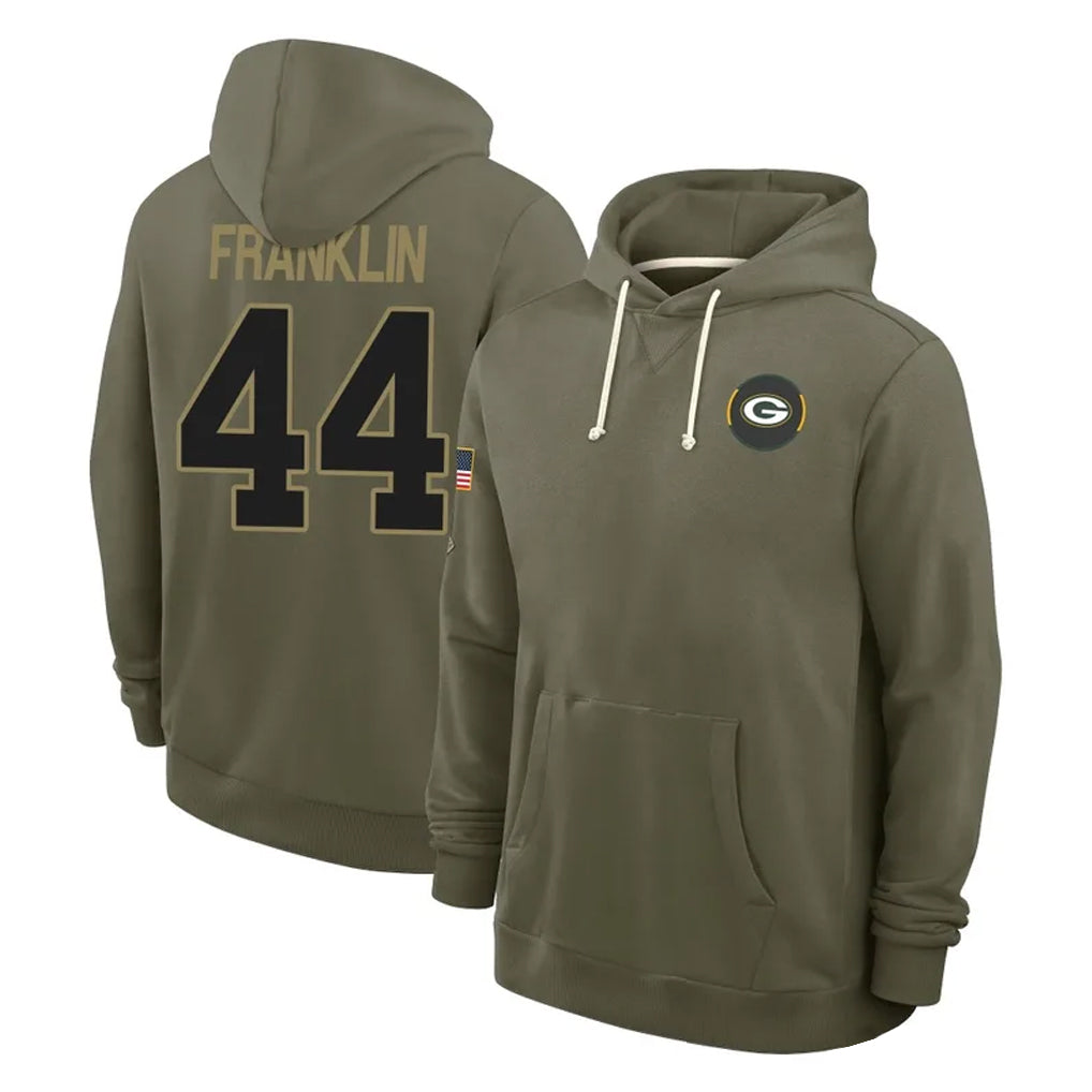 tocy GB.Packers #44 Zaire Franklin Player Olive Salute to Service Pullover Hoodies Limited Stitched Jerseys
