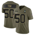 tocy GB.Packers #50 Zach Tom Player Olive 2025 Salute To Service Limited Home Game Stitched Jerseys