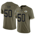 tocy GB.Packers #50 Zach Tom Player Olive Salute To Service Limited Stitched Jerseys