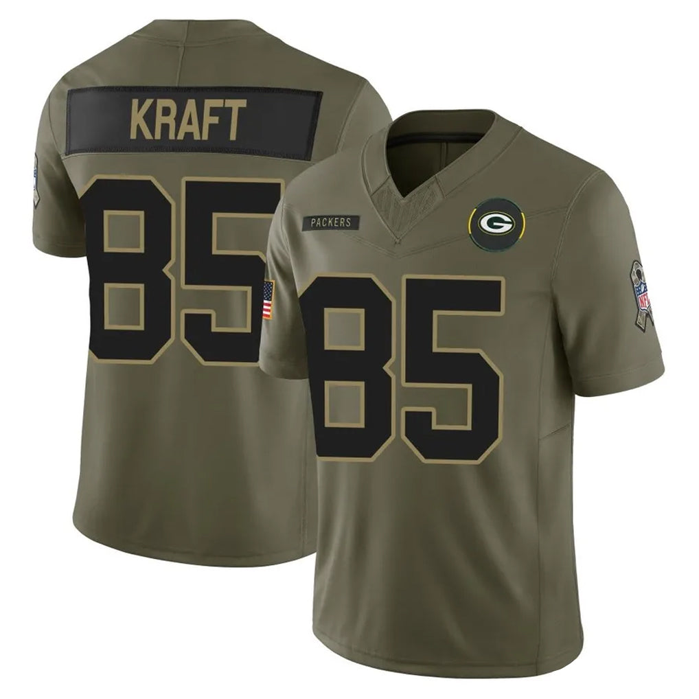 tocy GB.Packers #85 Tucker Kraft Player Olive 2025 Salute To Service Limited Home Game Stitched Jerseys