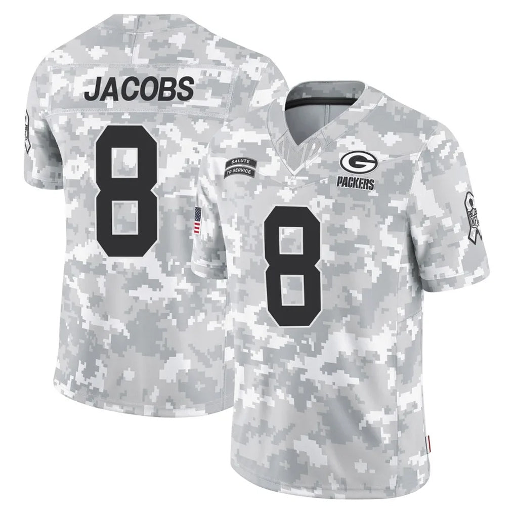 tocy GB.Packers #8 Josh Jacobs Player Arctic Camo Salute To Service Limited Stitched Jerseys