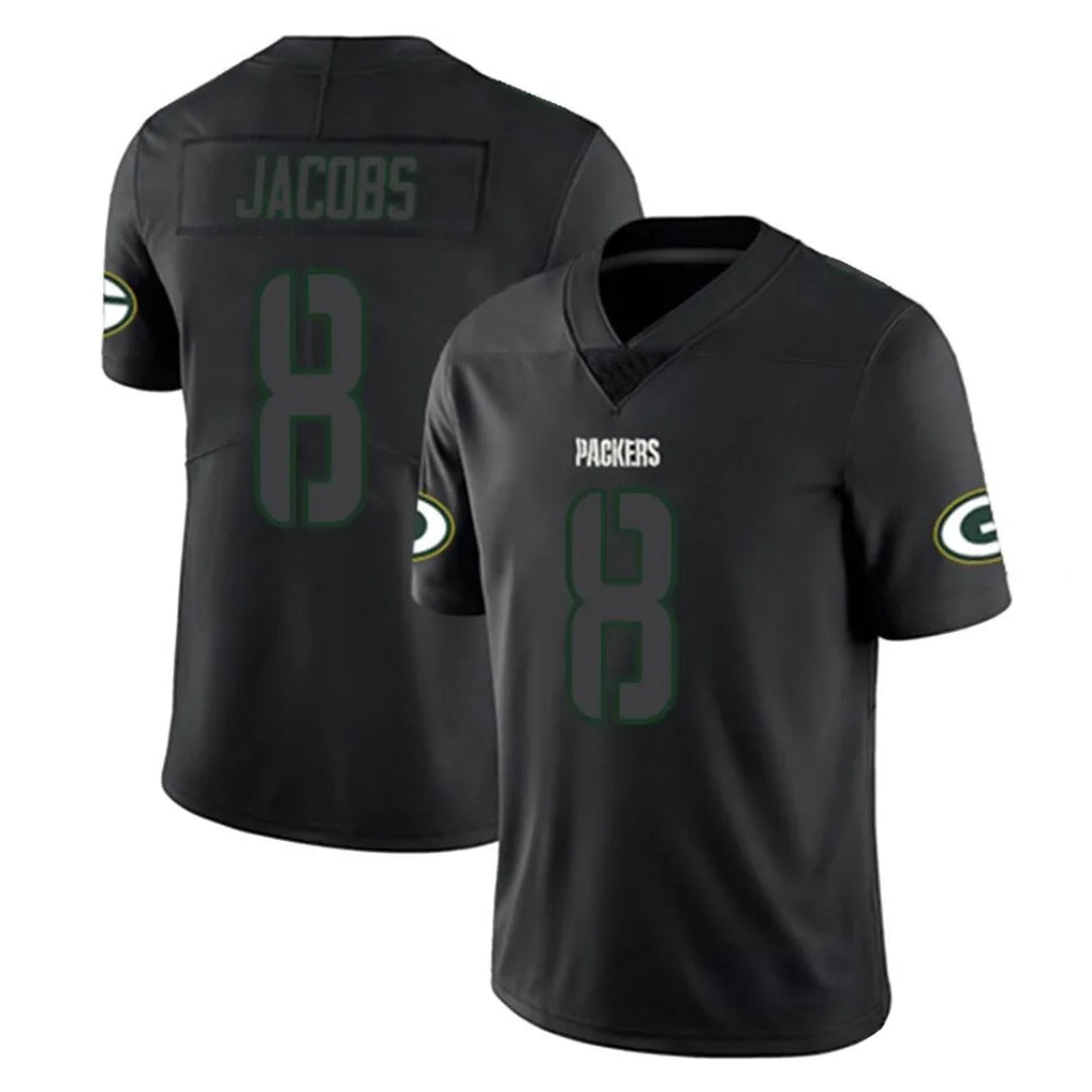 tocy GB.Packers #8 Josh Jacobs Player Black Impact Limited Home Game Stitched Jerseys