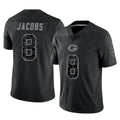 tocy GB.Packers #8 Josh Jacobs Player Black Reflective Limited Home Game Stitched Jerseys