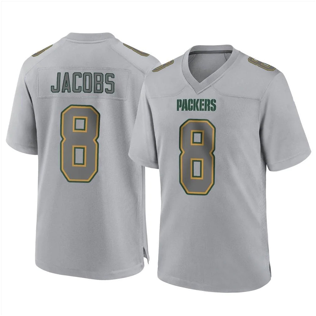 tocy GB.Packers #8 Josh Jacobs Player Gray Atmosphere Fashion Home Game Stitched Jerseys