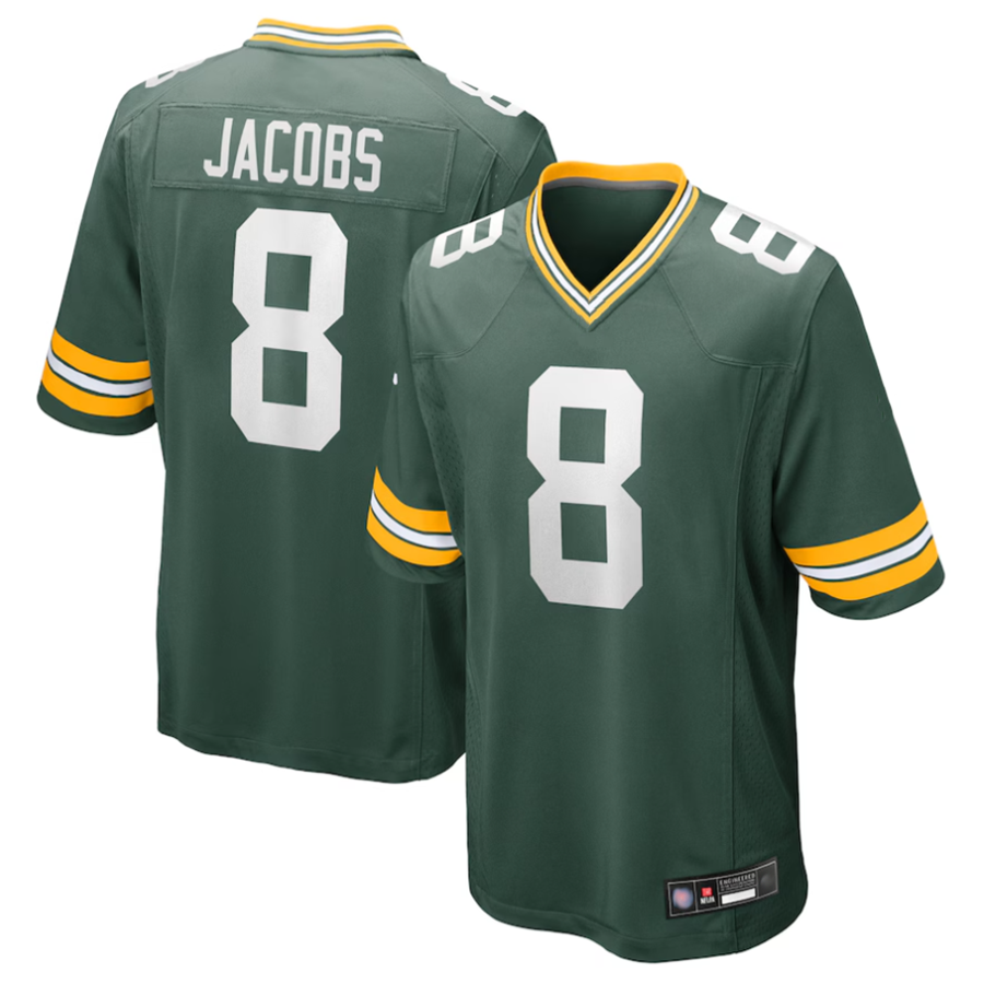 tocy GB.Packers #8 Josh Jacobs Player Green Replica Game Stitched Jerseys