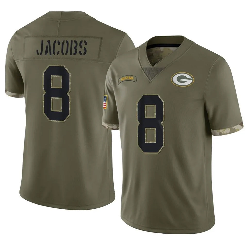 tocy GB.Packers #8 Josh Jacobs Player Olive Salute To Service Limited Stitched Jerseys