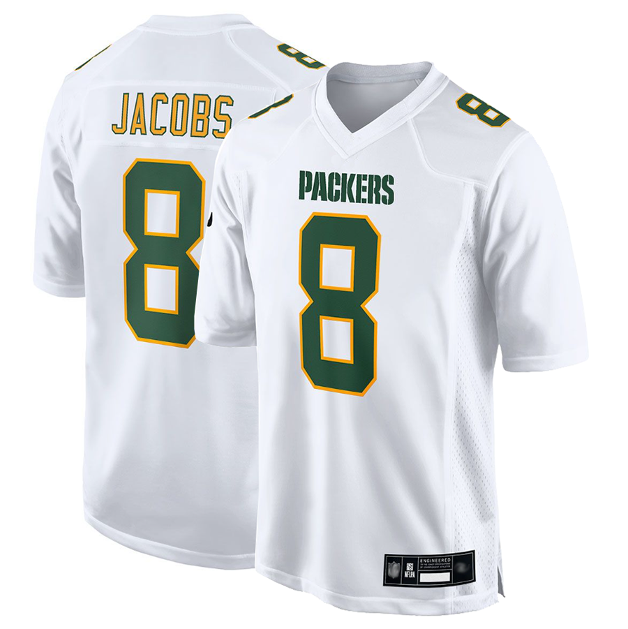 tocy GB.Packers #8 Josh Jacobs Player White Fashion Game Stitched Jerseys