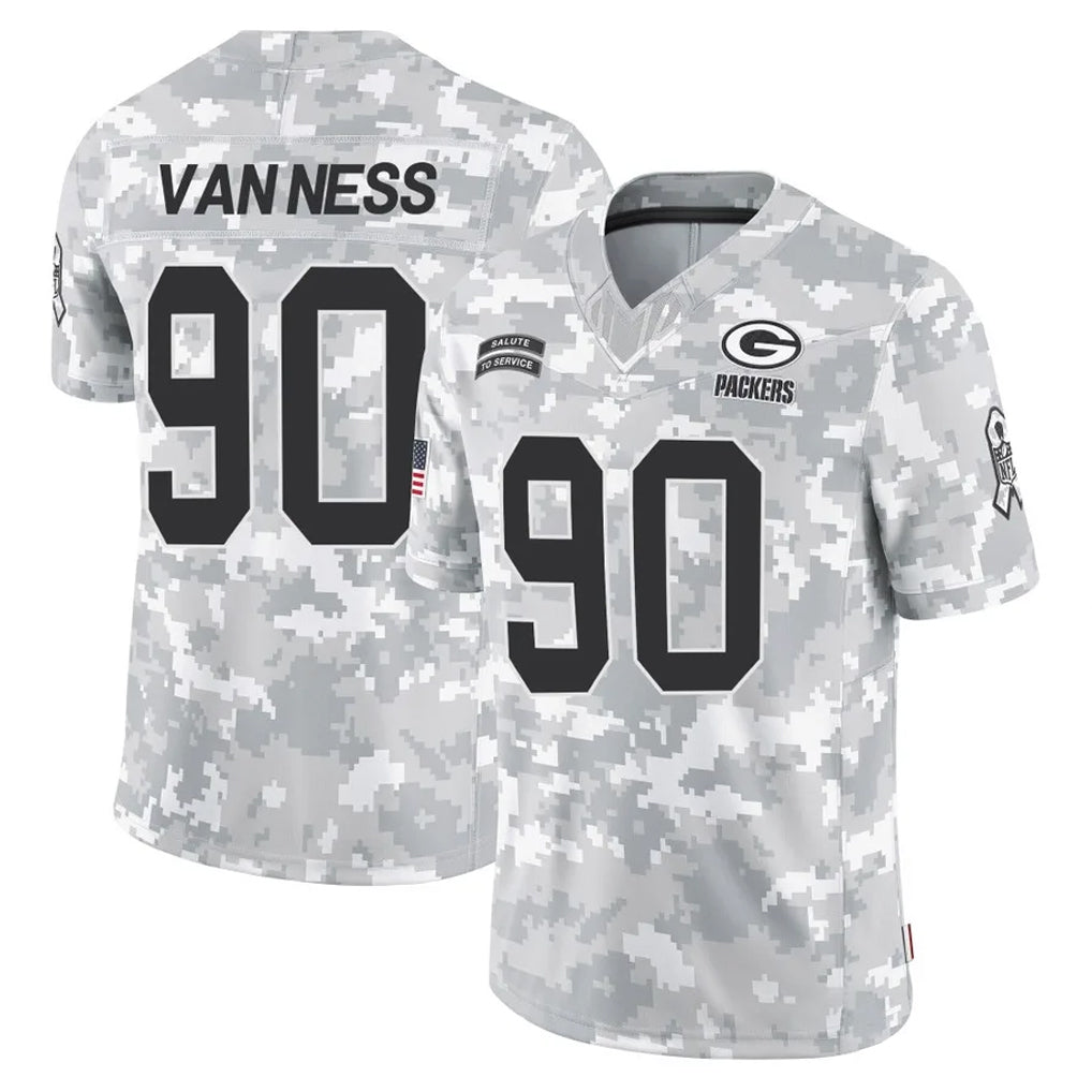tocy GB.Packers #90 Lukas Van Ness Player Arctic Camo Salute To Service Limited Stitched Jerseys