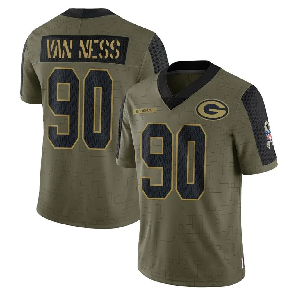 tocy GB.Packers #90 Lukas Van Ness Player Olive Salute To Service Limited Game Stitched Jerseys