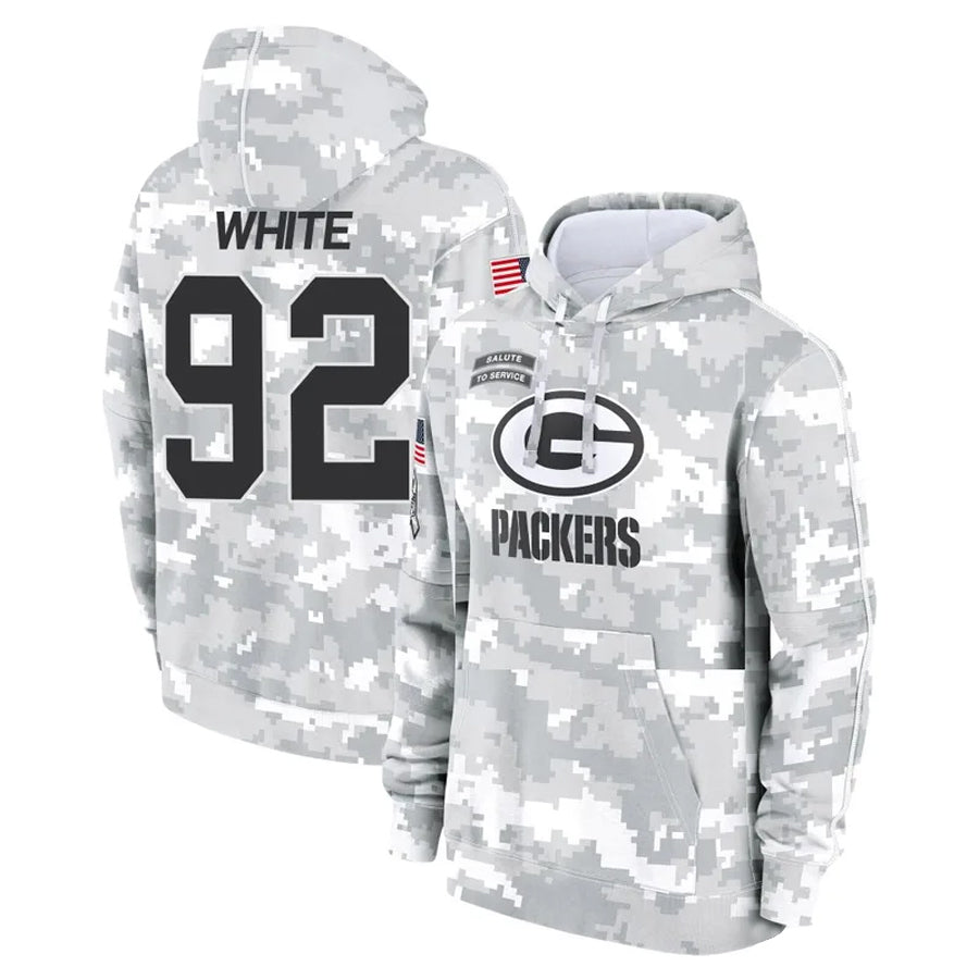 tocy GB.Packers #92 Reggie White Player Camo Salute To Service Hoodies Game Stitched Jerseys