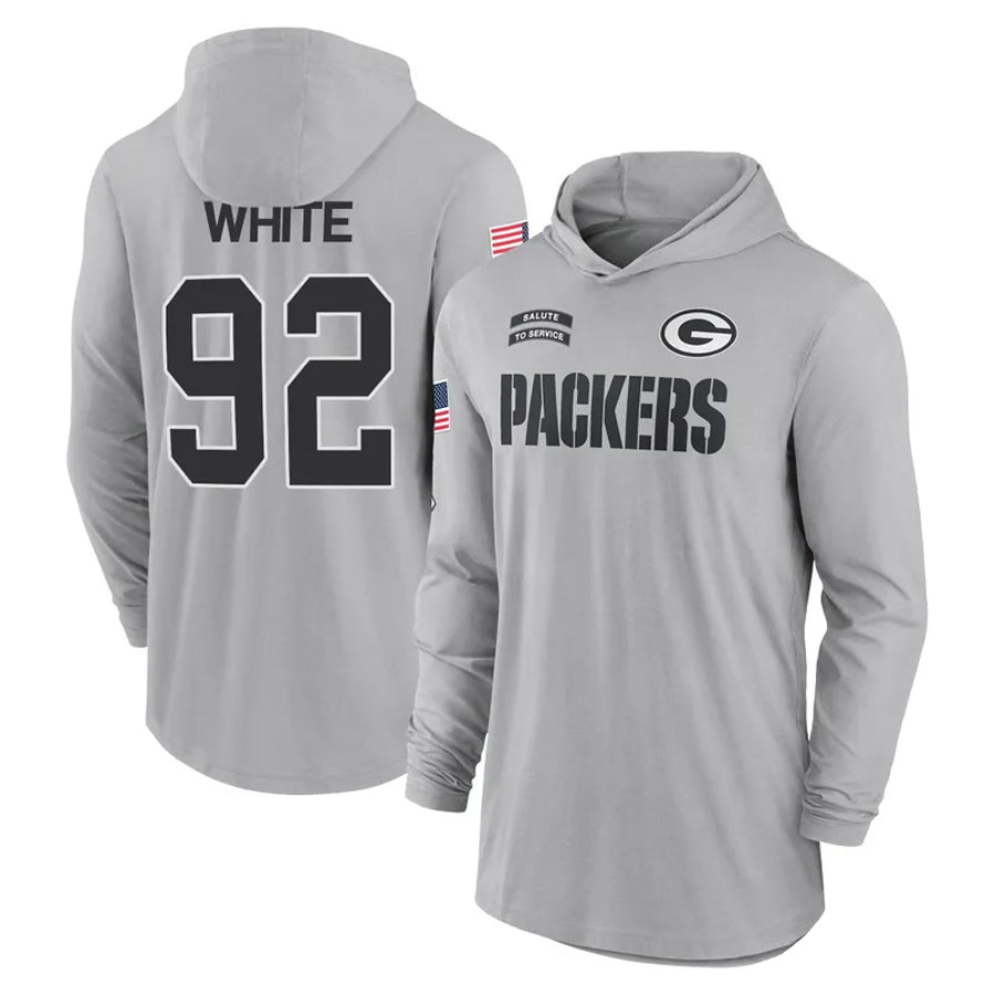 tocy GB.Packers #92 Reggie White Player Gray Hoodies Game Stitched Jerseys