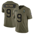 tocy GB.Packers #9 Christian Watson Player Olive 2025 Salute To Service Limited Home Game Stitched Jerseys