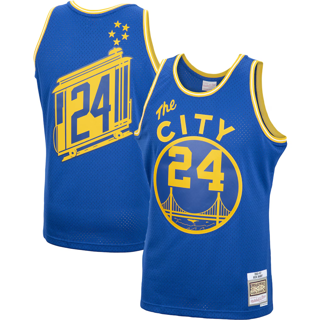 tocy G.State Warriors #24 Rick Barry Mitchell & Ness Royal 1966-67 Hardwood Classics Swingman Jerseys